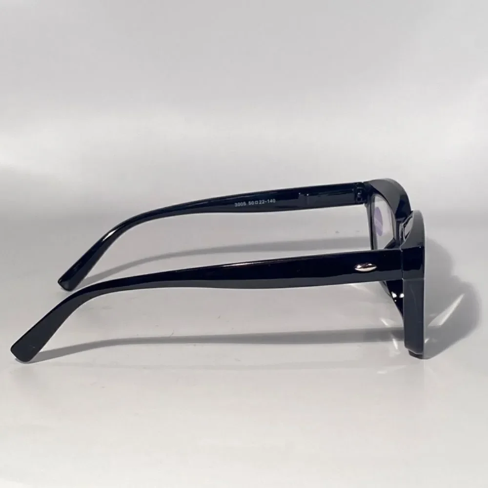 1156 Claudia 1.5 Black Reading Glasses Square Concave Readers NWT